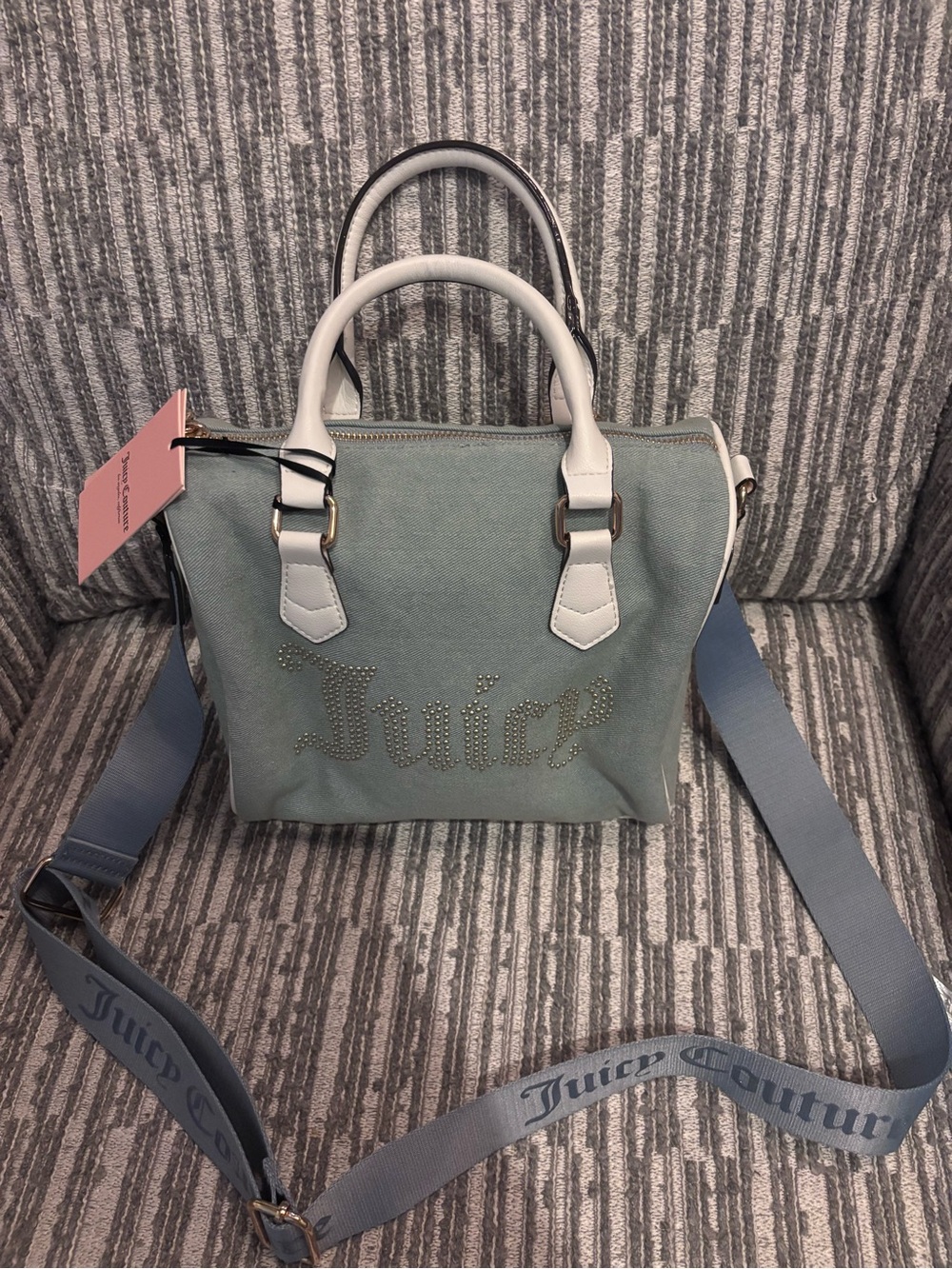 Juicy Couture Denim Canvas Satchel with Detachable Strap